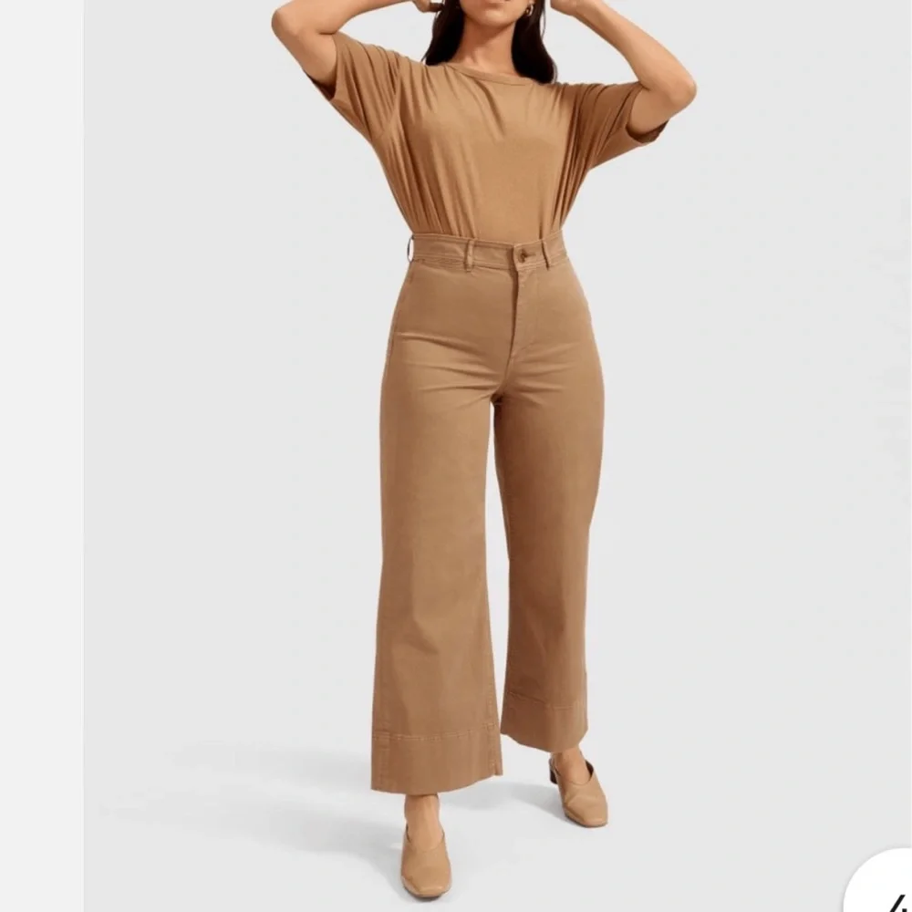 Everlane Tan Khaki Corporate Casual Lightweight Wide Leg Crop Pants women’s Sz 4 - Picture 16 of 16